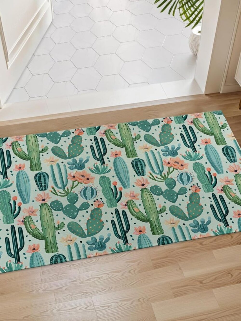 Cactus Floral Indoor Door Mat, 17x29.5 Inch, Floor Area Rug for Entryway, Living